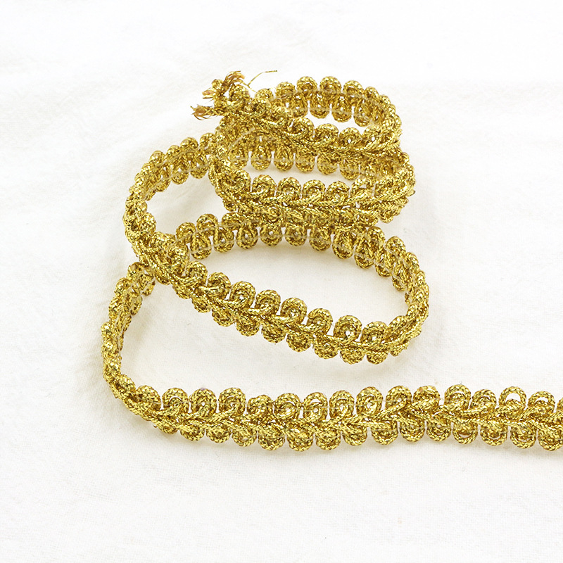 Fábrica directa de 3 colores 1cm oro y plata seda cientipago encaje ropa infantil danza ropa linterna decoración accesorios de banda de herringe