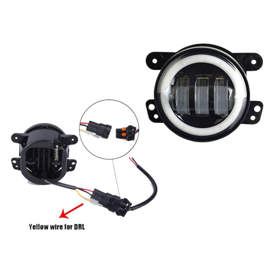 Подходит для противотуманных фар Wrangler 4inch с кольцом «ангельские глазки», прожектора для мотоциклов Harley, модифицированных автомобильных светодиодных противотуманных фар.