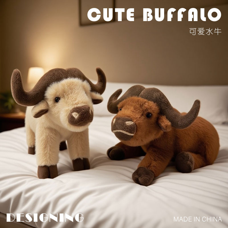 Muñeca de vaca del zodíaco de simulación transfronteriza, muñeca de búfalo, juguete de peluche, decoración de bisonte, muñeca de trapo de buey viejo, regalo para mujer
