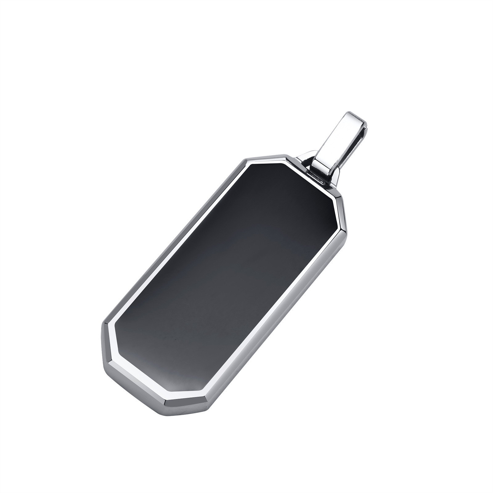 Chencui Men's Necklace, Stainless Steel Drop Glue Hanging Tag, Smooth Plain Pendant, Geometric Fashion and Simplicity_voghion.com