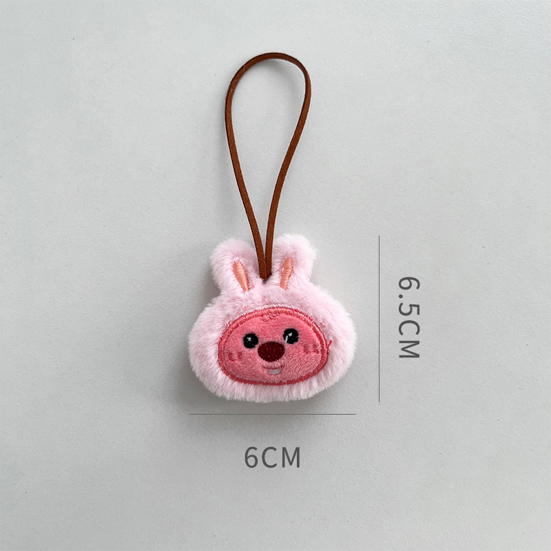 작은 비버 토끼 머리 천 스티커 펜던트