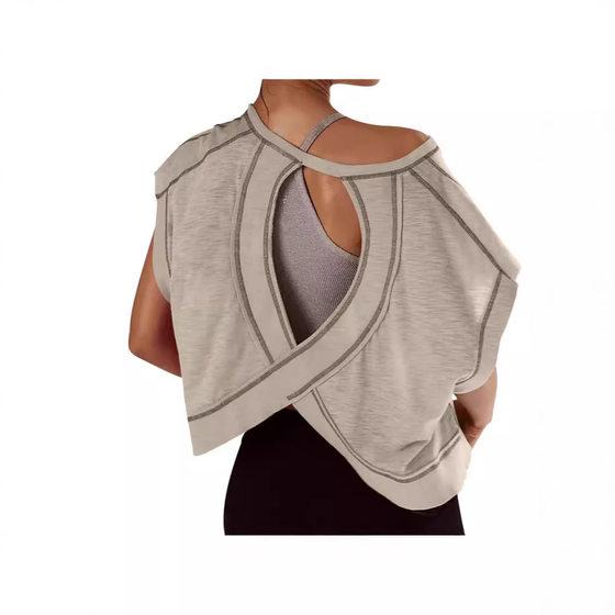 Amazon foreign trade new hollow small vest backless short sleeve loose outdoor cool clothes street trend T-shirt