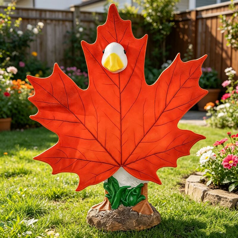 Cross-Border Autumn Leaf Goose Costumes, Porch Goose Costumes, Yard Goose Clothes, Lawn Statue Costumes, 23inch Thanksgiving Outdoor