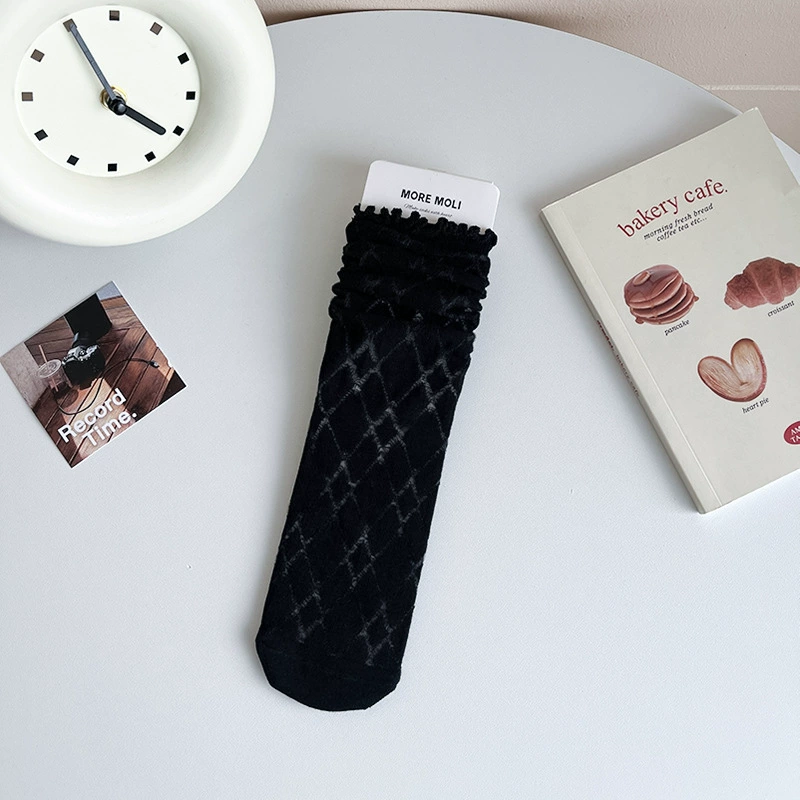 White summer thin breathable knee socks, mid-length
