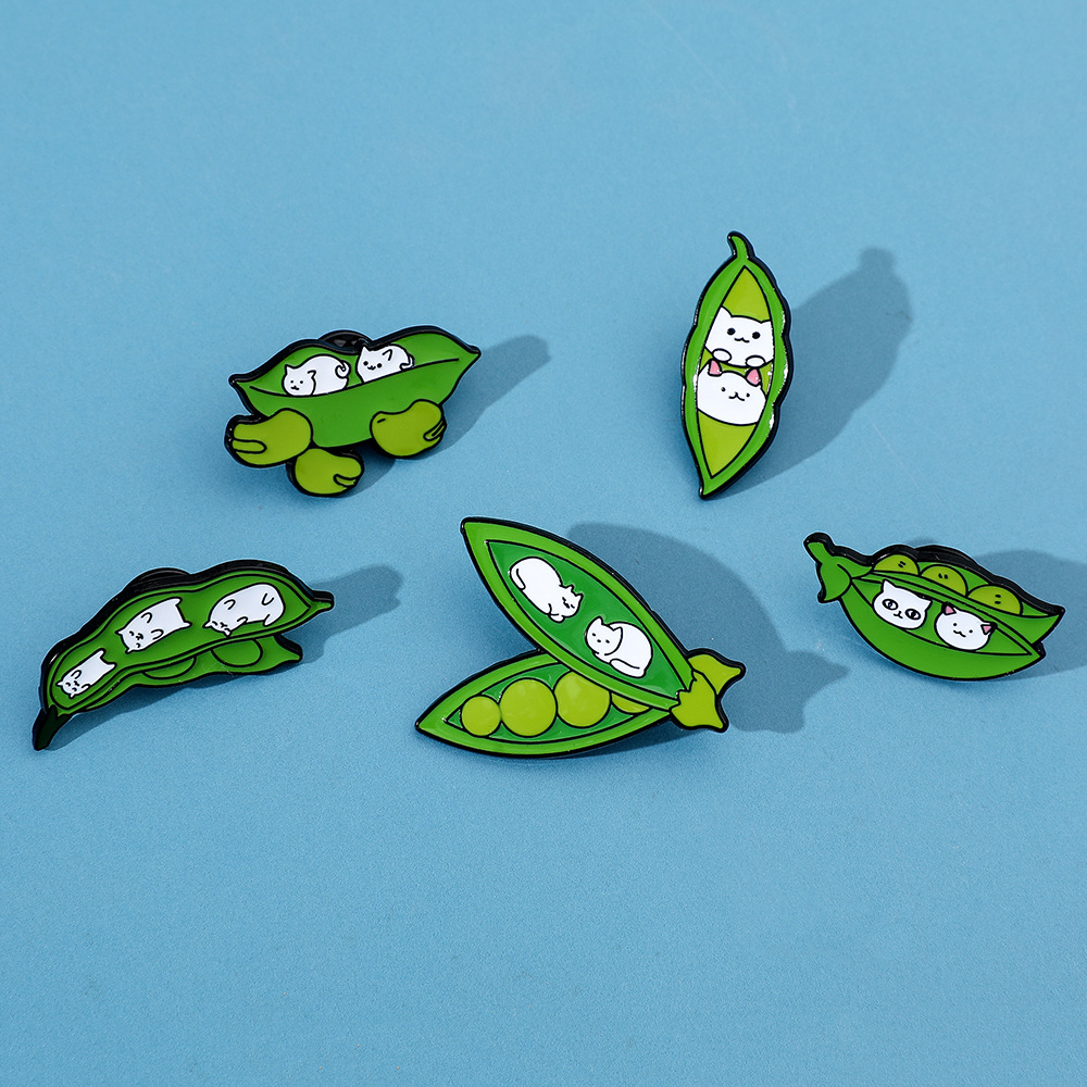6g Weight Brooches Classification Casual, Daily Occasion Alloy Material Cat, Pea Pattern Unisex Gender Enamel Design Cute Style Cute Pin Cat Pea Alloy Enamel Unisex Brooches 26