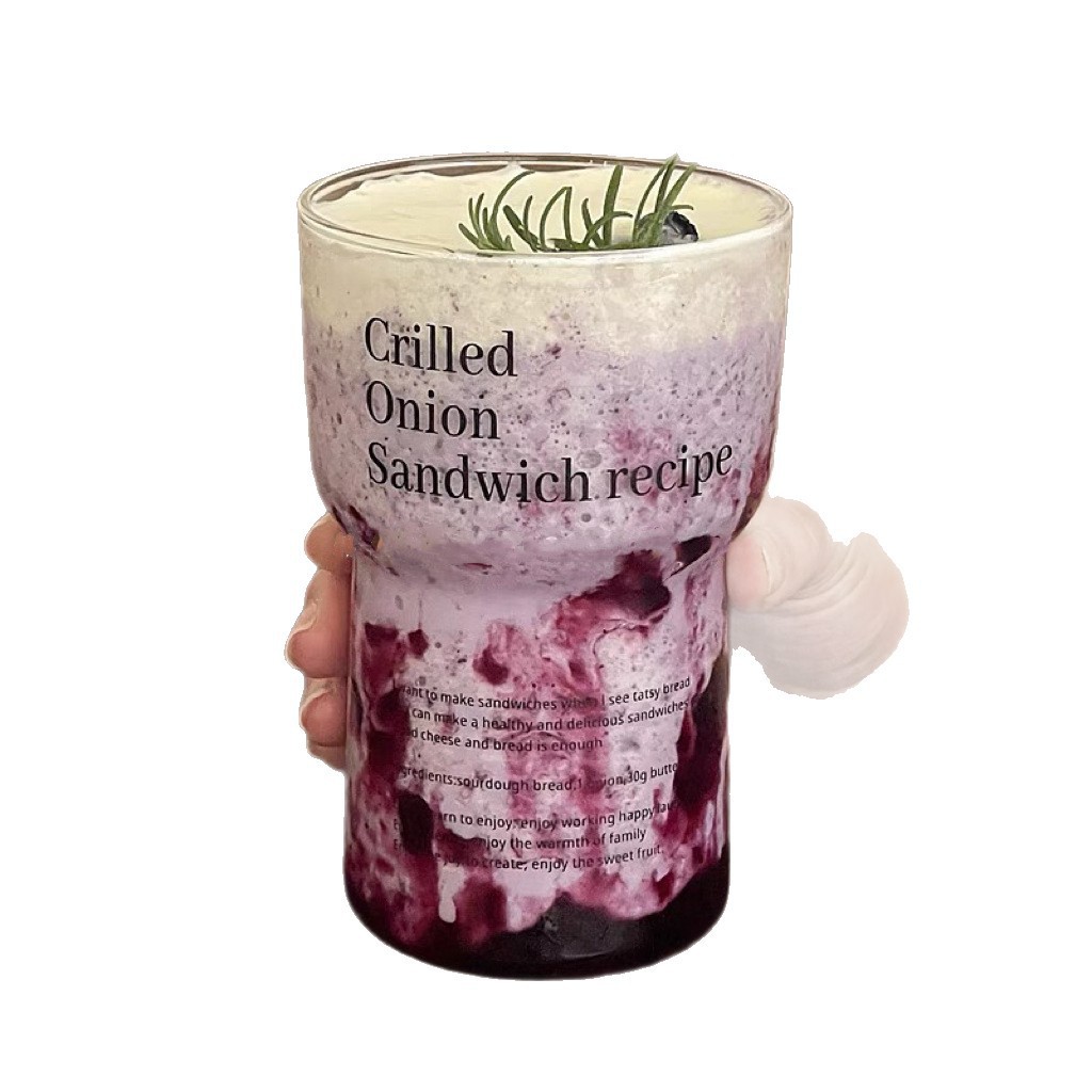 Ins simple taza de vidrio coreana logotipo de letras resistente al calor taza de café fría taza de desayuno de vidrio taza de jugo de bebida