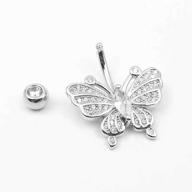 Belly button piercing, zirconium, silver 925 sample, European style, (Cross-border trading), wholesale