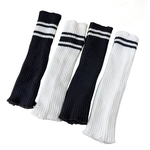 Knitted socks for women in autumn and winter y2k two-bar calf black mid-tube JK hot girl three-bar spring and autumn leg covers piles of leggings