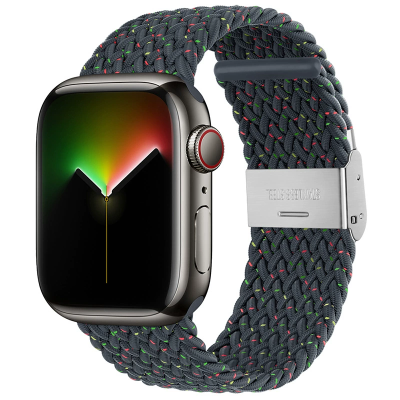Совместимо с Apple Watch 5-6-7-8-9-10 поколения Snap-on нейлоновый плетёный ремешок iWatch S10 регулируемый браслет