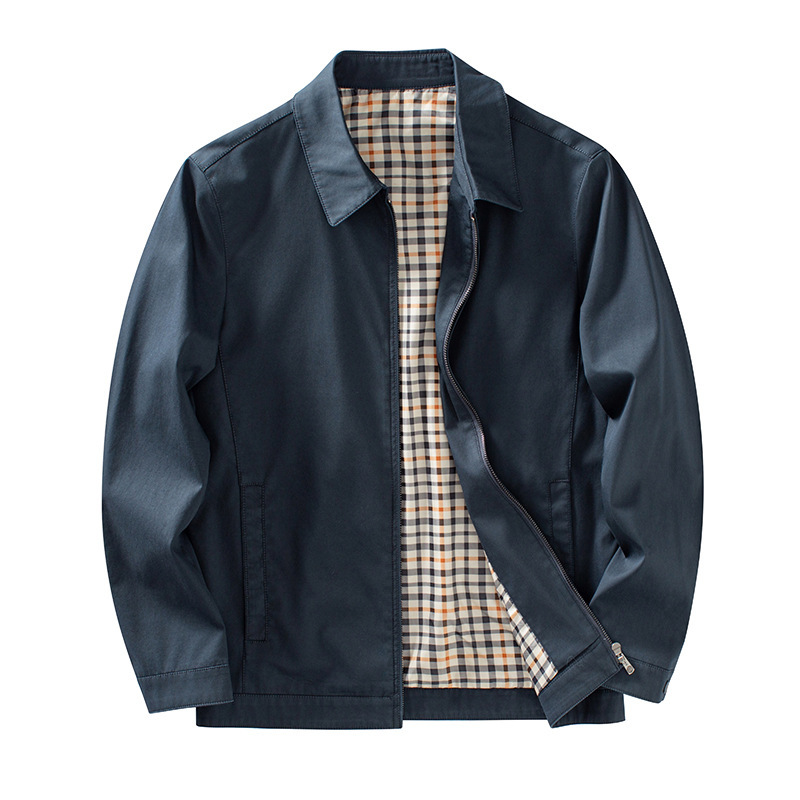 [100 Cotton] Men's Spring and Autumn New Fashion Lapel Middle-aged Business Administration Cadre Jacket Coat Men