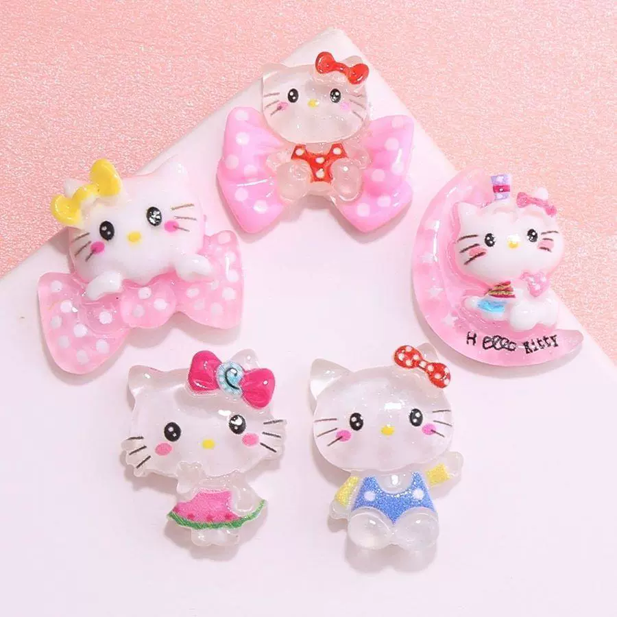 Hello Kitty, заколка для волос с бантом, верёвка для волос, материал, чехол для телефона, магнит на холодильник, ручная работа