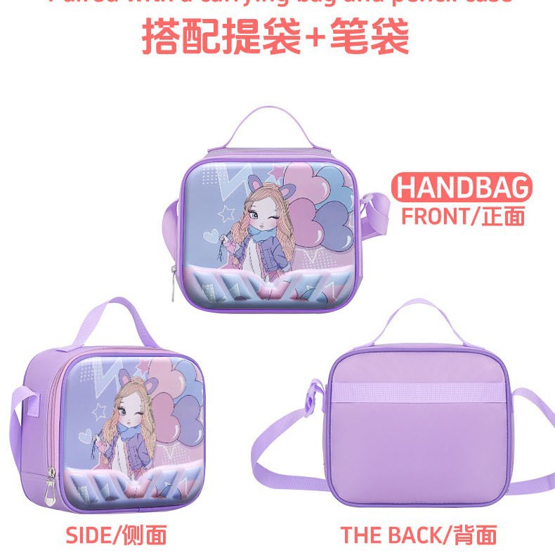 Fábrica directa transfronteriza de estudiantes de primaria tracción tres piezas conjunto tracción mochila de dibujos animados lindo nuevo tipo de mochila