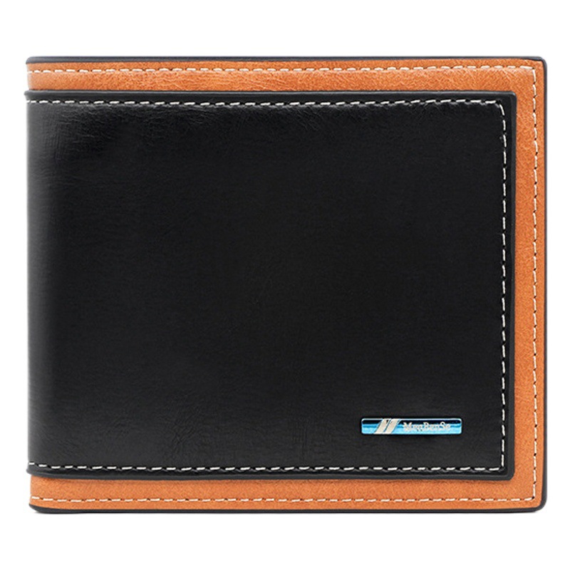 Hombres de moda coreana cartera corta color a juego de gran capacidad Multi-Tarjeta casual bolsa doble bisagra cartera de los hombres