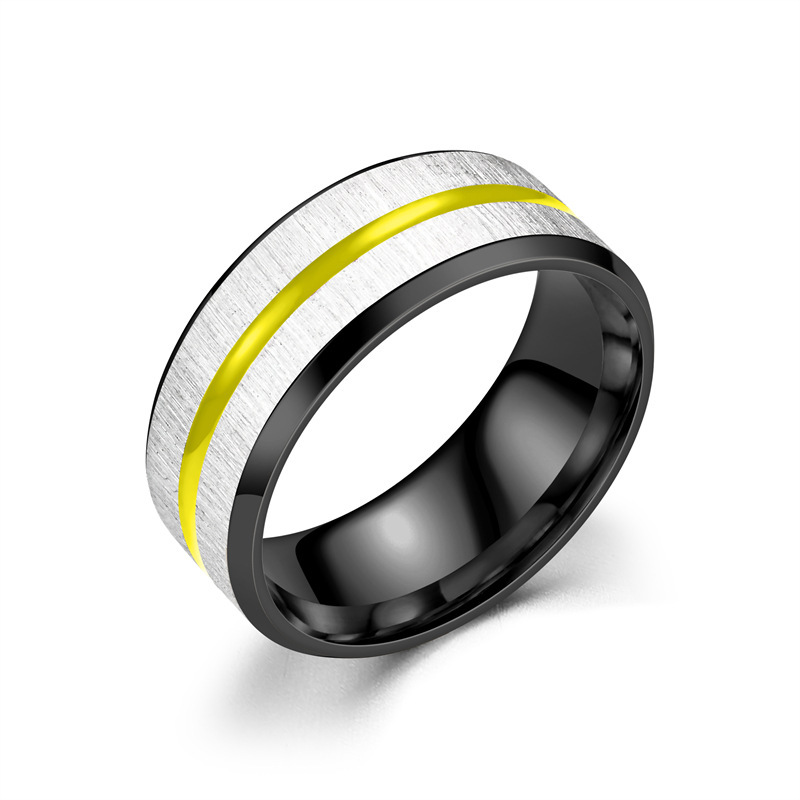 Anillos de titanio para hombre de moda europea y americana, anillos de pareja de dos tonos con acabado cepillado y efecto de goteo de aceite, joyería popular transfronteriza al por mayor image 7