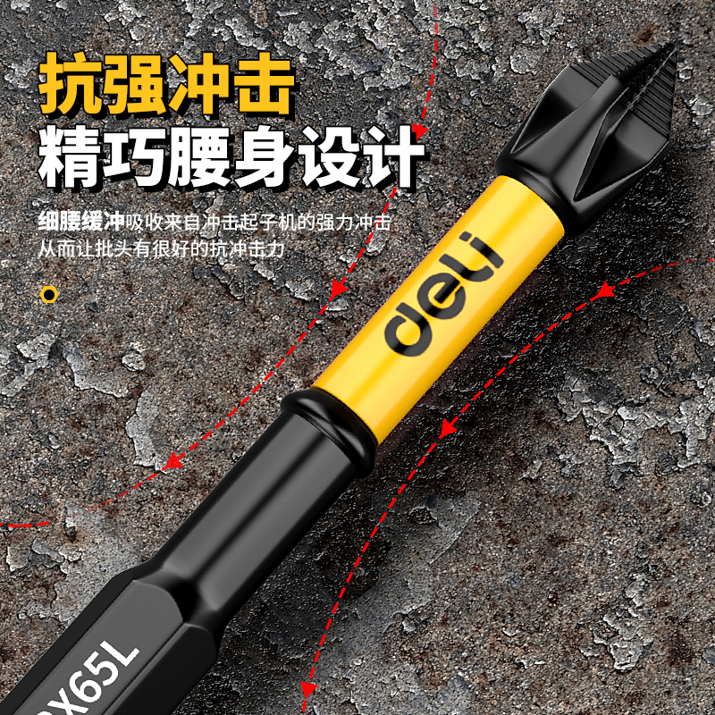 Deli fuerte cabezal de lote magnético antideslizante destornillador eléctrico cruzado chal conjunto de destornillador de mango hexagonal