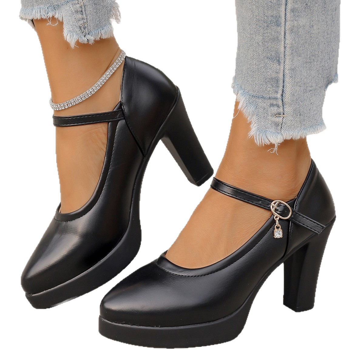 Women's Mary Jane Heels With Chunky Heel And Straps For Summer_voghion.com