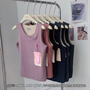 중년 및 노인을위한 FULI GVG 실크 울 기모 크루 넥 따뜻한 조끼 커플 중년 및 노인을위한 경량 두꺼운 허리