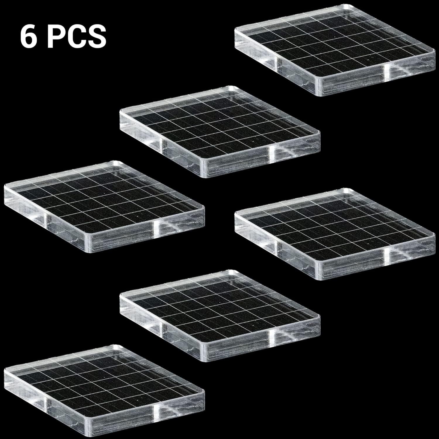6 pieces seal block transparent acrylic stamping block tool suit with grid line DIY crafts scrapbook