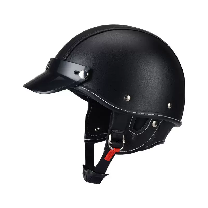 安全帽瓢盔皮盔半盔日式复古巡航机车头盔四季骑行男女电动摩托车