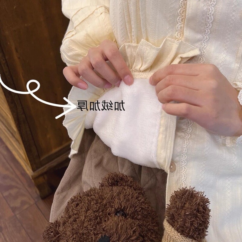 Cotton Orchid Alley Inner Wear Doll Collar Versatile Long-Sleeved Shirt with Velvet and Thickeneding for Warmth