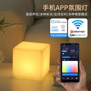 Tuya App Intelligent Artificial Voice Control Night Light Rechargeable Bedroom Bedside Sleep Tmall Atmosphere Table Lamp