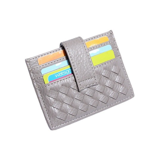 Summer new hand-woven bag solid color simple coin purse small and exquisite ultra-thin multi-card slot card holder card holder for women