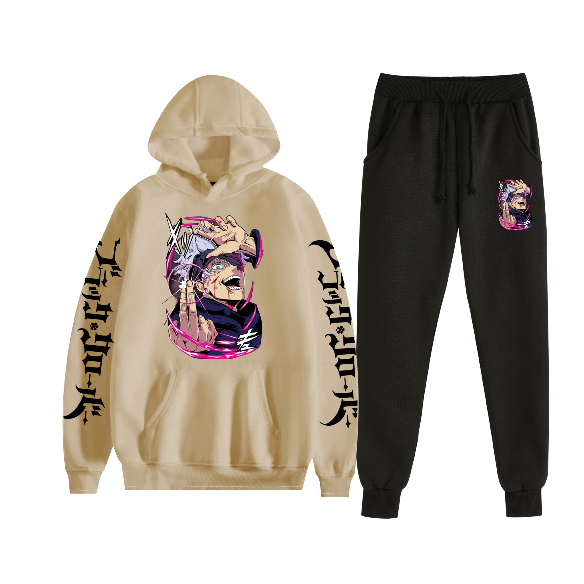 Comercio exterior nuevo estilo riman negro trébol de cuatro hojas Black Clover suéter con capucha corsés traje de dos piezas