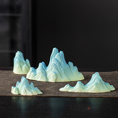 New Chinese-style Zen rockery ornament, desktop fish tank landscape, cultural and creative decorative item, Only Green, Thousand Mountains and Rivers