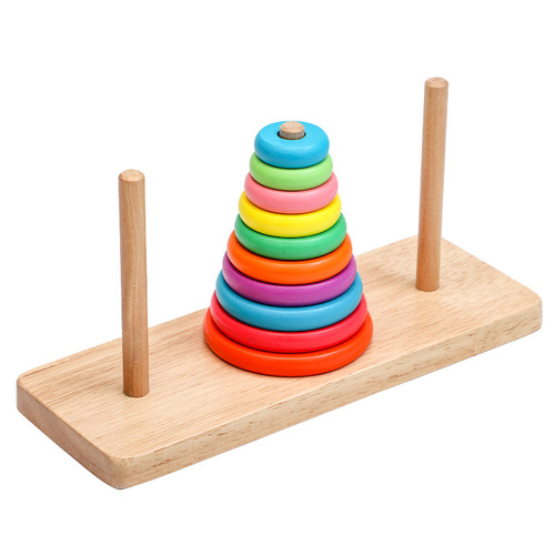 Rainbow stack of towers of tower of tower of jenga, size cognitive color discrimination, educational parent-child interactive toys for young children