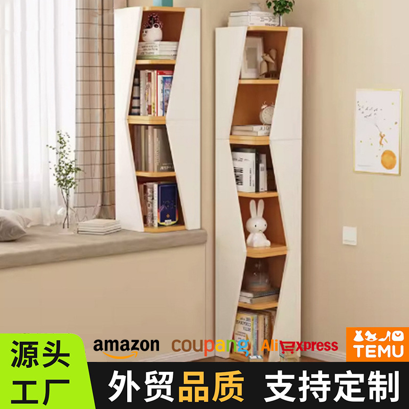 跨境定制角柜转角柜靠墙柜子玄关书柜墙角置物架角落创意三角柜弧