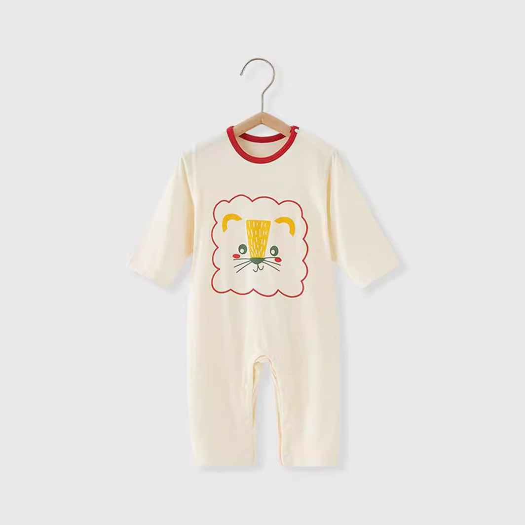 Modal baby bodysuit, thin pajamas, air-conditioned baby clothes, toddler clothes, summer long-sleeved seamless crawling clothes, soft