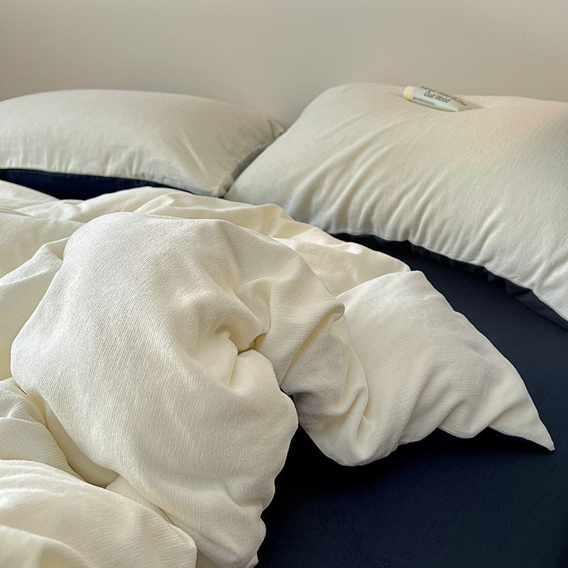 SCHNELL KIT2025 piel más veludo conjunto de cuatro piezas simple color sólido conjunto de ropa de cama individual dormitorio estudiantil abrasión