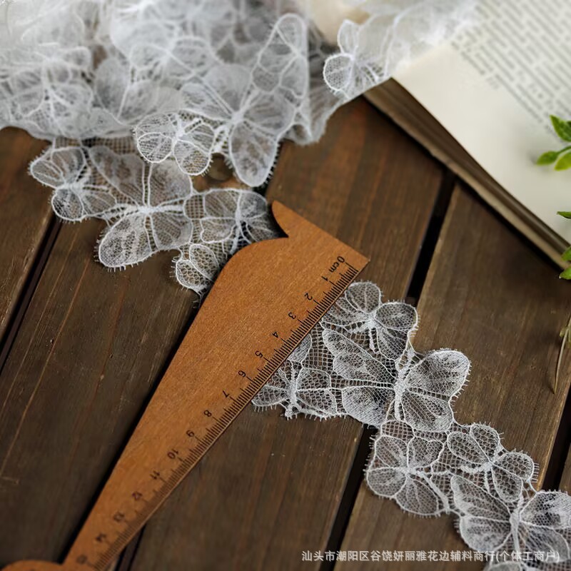 无弹蝴蝶锦纶镂空花边 婚纱礼服蕾丝花边服装辅料内衣裤批发现货