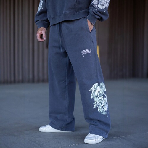 YOUNGLA American streetwear high-street track pants for runners, gym, fitness, casual straight-leg loose pants