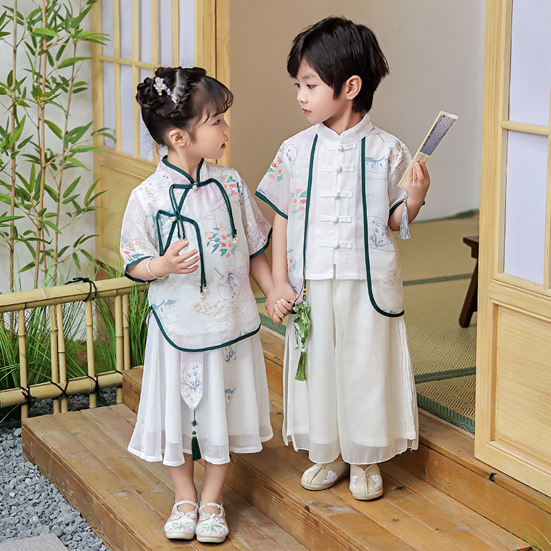 Baby Hanfu Spring Set Boy's Ancient Costume Chinese Style Spring and Autumn Version Children's Guo Xue Long Sleeve Tang Suit Girl Very Fairy