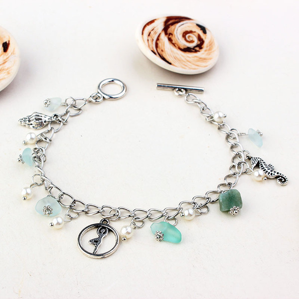 Sapphire ankle bracelet pearl for yoga
