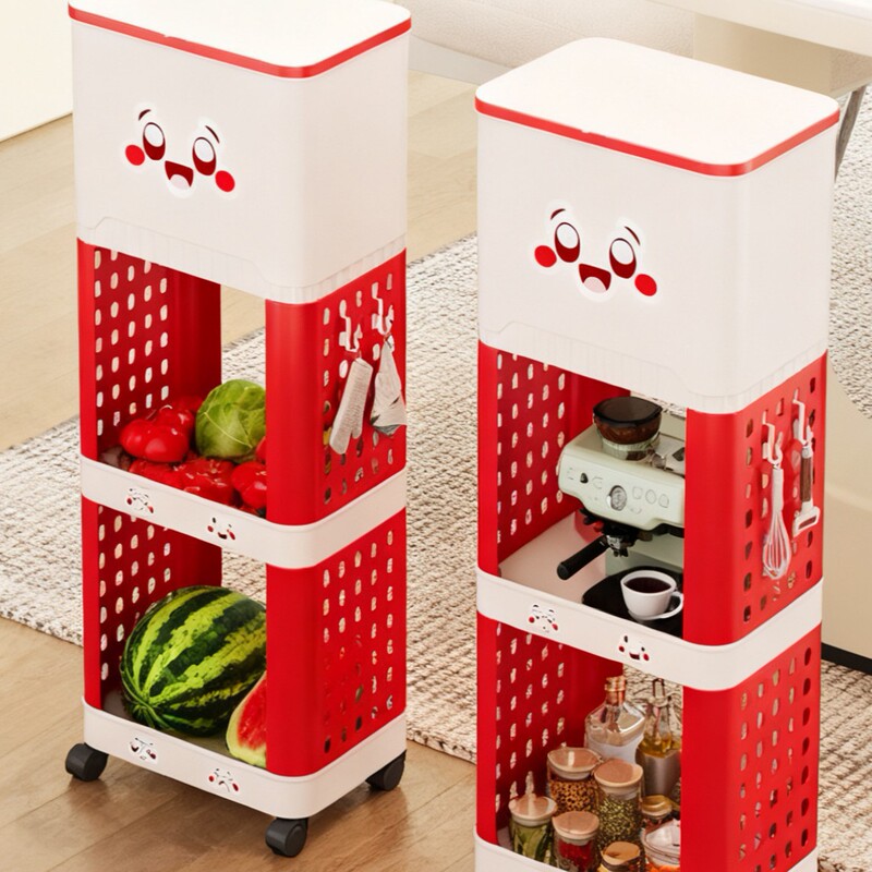 New Model of Kitchen Trash Can That Eliminates the Need to Bend Over, Multifunctional Movable Storage Rack for Home Use, Large Capacity Storage Rack for Rental Apartments