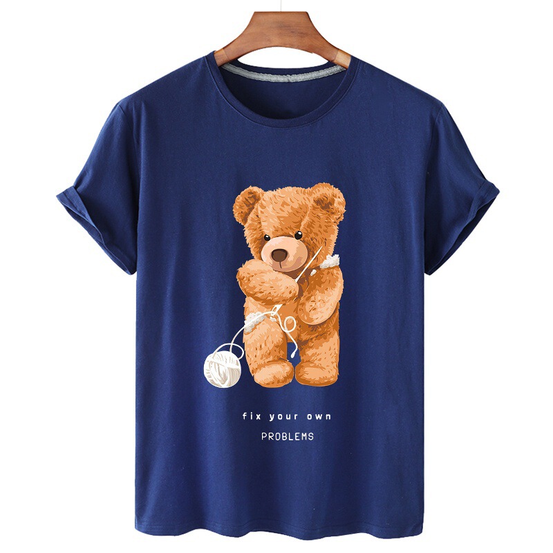 Dx100373 Cross-Border European and American Summer Women's Clothing Hot Product Superman Bear Printed Short-Sleeved T-Shirt Women's Loose Large Size