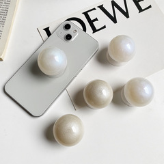 手機氣囊支架韓國ins風水晶球大珍珠閃粉可伸縮背貼氣墊支撐小眾