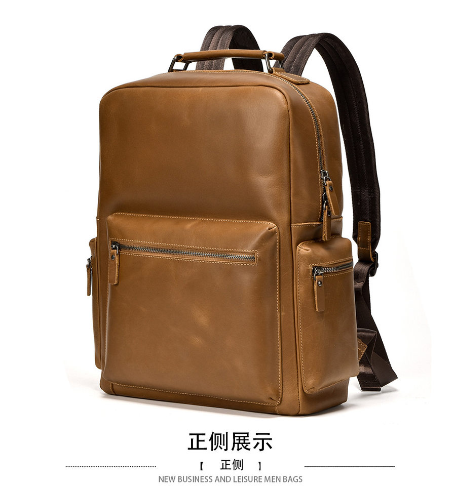 Ba lô da bò thật phong cách retro, đựng vừa laptop 14 inch, dung tích 20L — Màu nâu chi tiết 9
