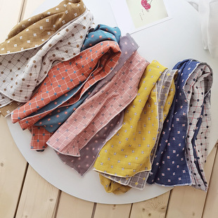 Children's Plaid Scarf for Boys and Girls Autumn and Winter Thin Silk Scarf Baby Children's Cotton Scarf Scarf Double-Sided Different Colors