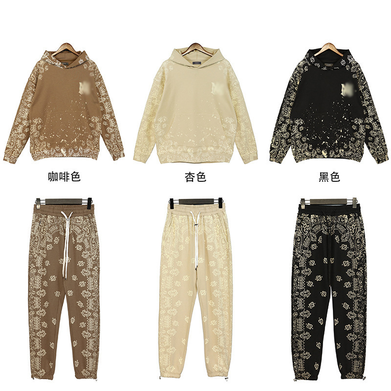 Amiri 22Ss Dark High Street Style National Trend Paisley Floral Jogger Loose Pants Unisex Retro Sports Casual Pants