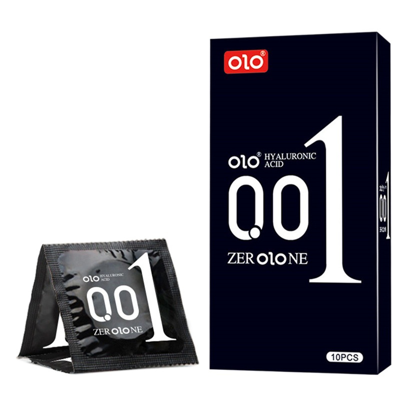 Olo English Version Black 001 Export Condoms Hyaluronic Acid Ultra-Thin Condoms Adult Sex Toys Wholesale