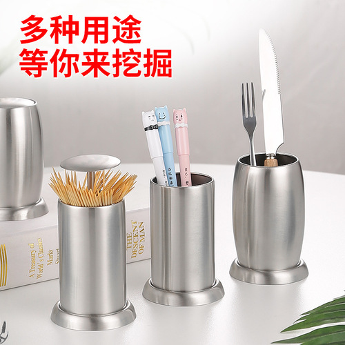 Stainless steel push-type toothpick tube automatically pops up household toothpick box commercial hotel toothpick bucket can logo engraving