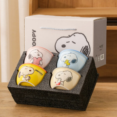 スヌーピー純正陶器食器丼4個ギフトボックスセットかわいい漫画高見え家庭用ボウルセット