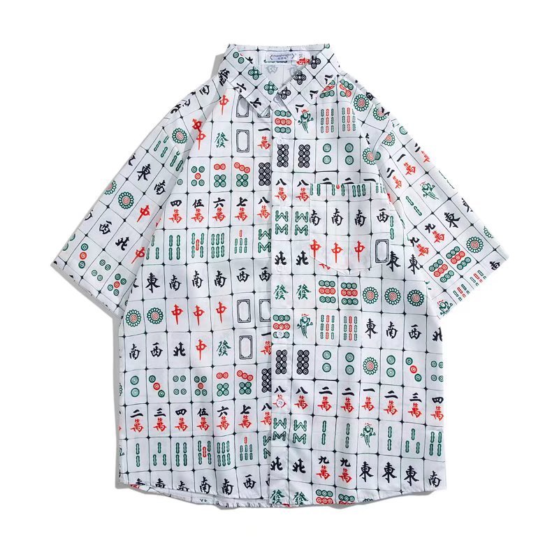 Viento todo partido ganar dinero patrón abrigo batalla camisa Lucky Battle robe ropa elementos jugando Mahjong hombres y mujeres chino