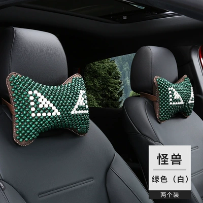 Pillow, Breathable and Cool in — Headrest - monster-green-white-headrest-1-pair