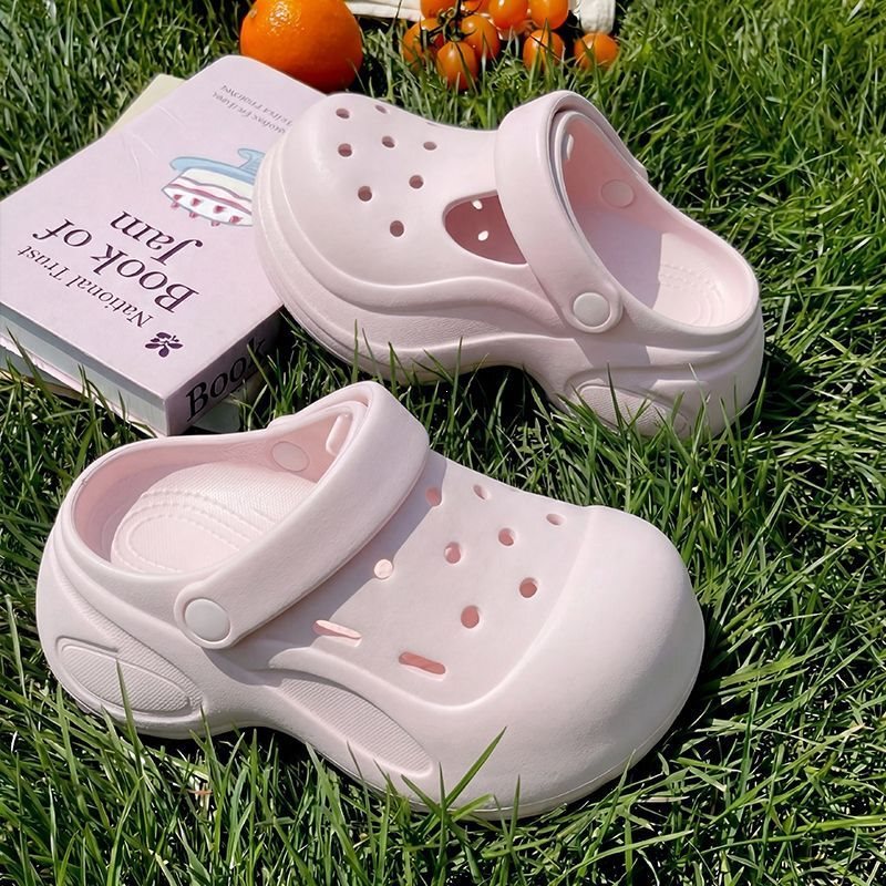 Women's Clogs with 6cm Height Increase, Thick Sole, Simple Design, Soft and Breathable, Non-Slip Eva Beach Sandals with a Stepping-On-Clouds Feel for Summer