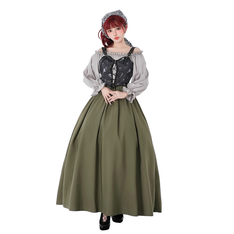 Medieval Renaissance Dress Oktoberfest Bavarian Dirndl Skirt Performance Clothing European and American Court Medieval Renaissance Dress Oktoberfest Bavarian Dirndl Skirt Performance Clothing European and American Court