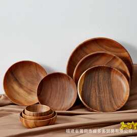 厂家南美胡桃圆形调料碗筷拌面相思木矮平底整木厚跨境代发